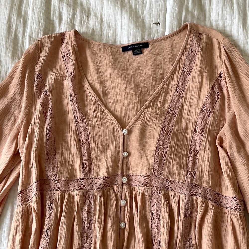 Baby pink blouse hippy/flowy
